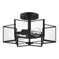 Home Decorators Collection Malena 14in 2-Light Semi-Flush Mount, Black